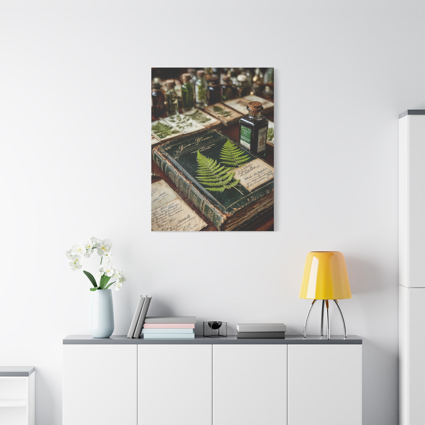 Green Antique Fern Herbarium Study Wall Art & Canvas Print