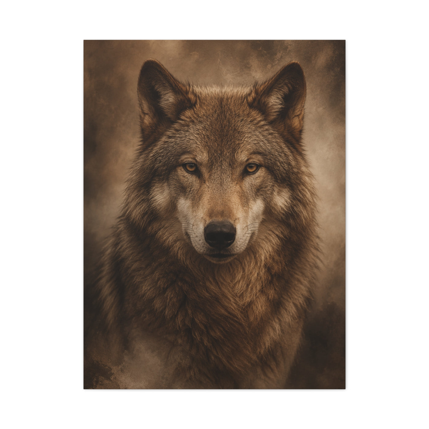 Warm-Toned Studio Wolf Portrait Wall Art & Canvas Print