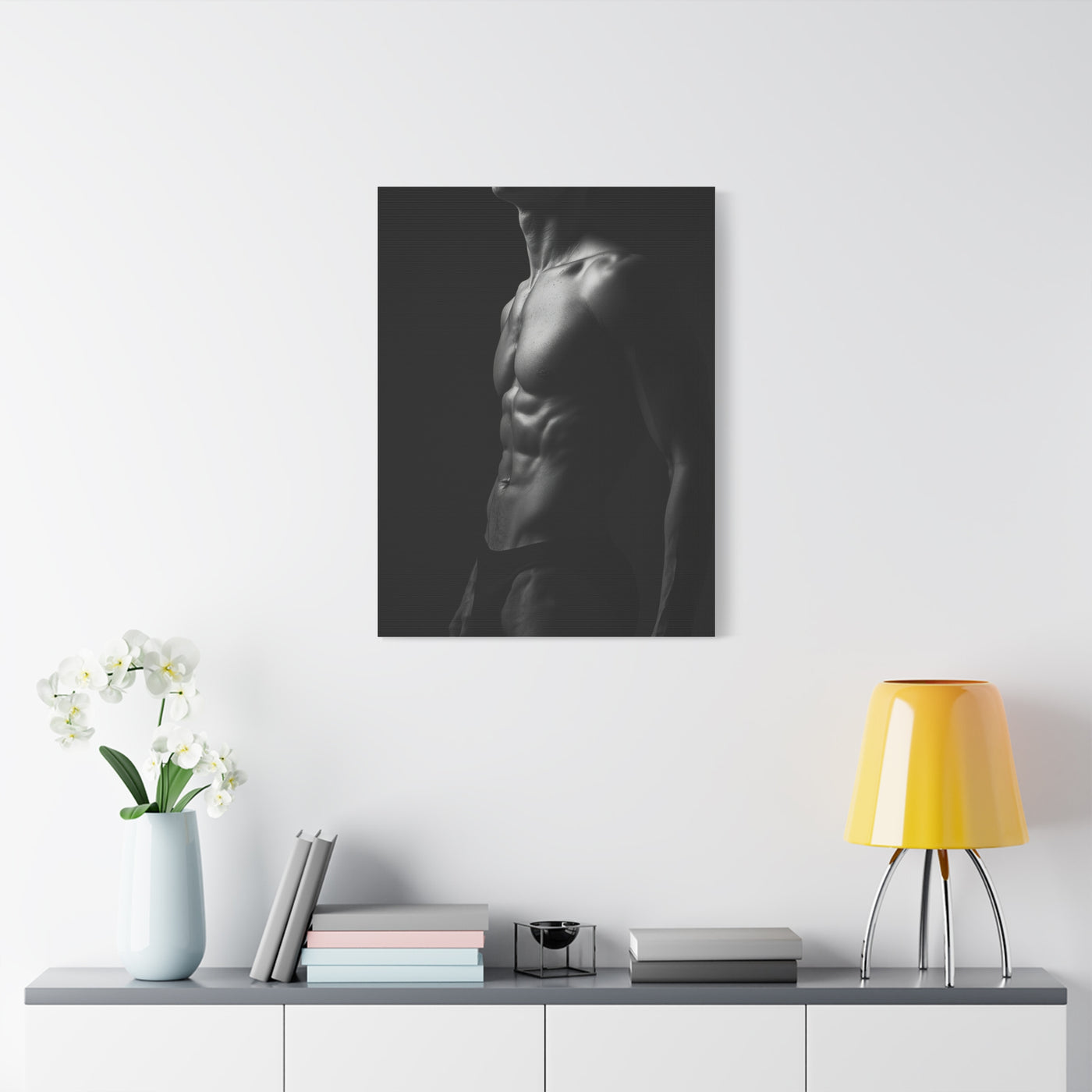 Sculptural Monochrome Torso Study Wall Art & Canvas Print