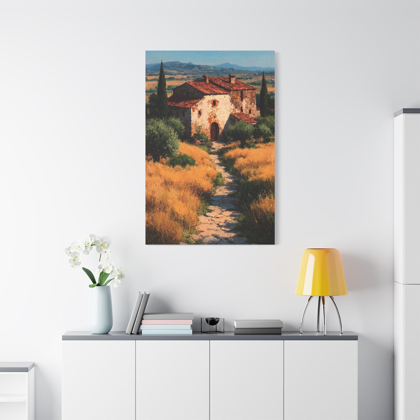 Tuscan Countryside Villa Painting Wall Art & Canvas Print