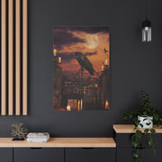 Raven on Moonlit Cemetery Gate Wall Art & Canvas Print