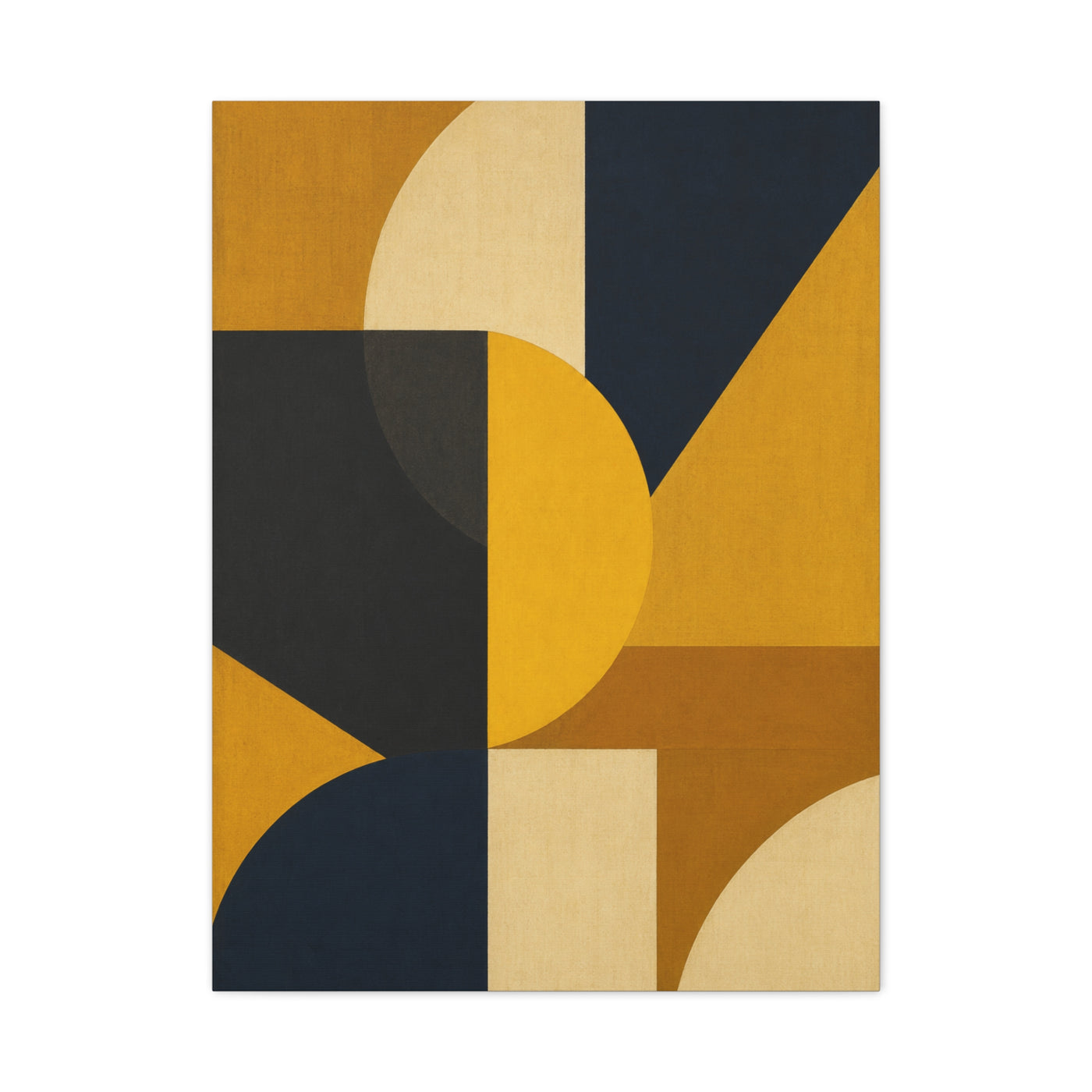 Mid-Century Geometric Mustard Composition Wall Art & Canvas Print