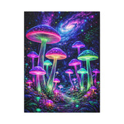 Glowing Giant Mushrooms in Midnight Forest Wall Art & Canvas Print