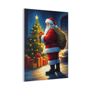 Painted Santa Delivering Gifts at Christmas Night Wall Art & Canvas Print