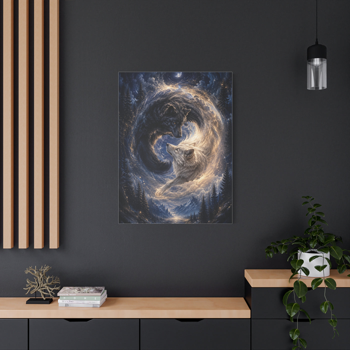 Celestial Wolf Pair Energy Vortex Wall Art & Canvas Print