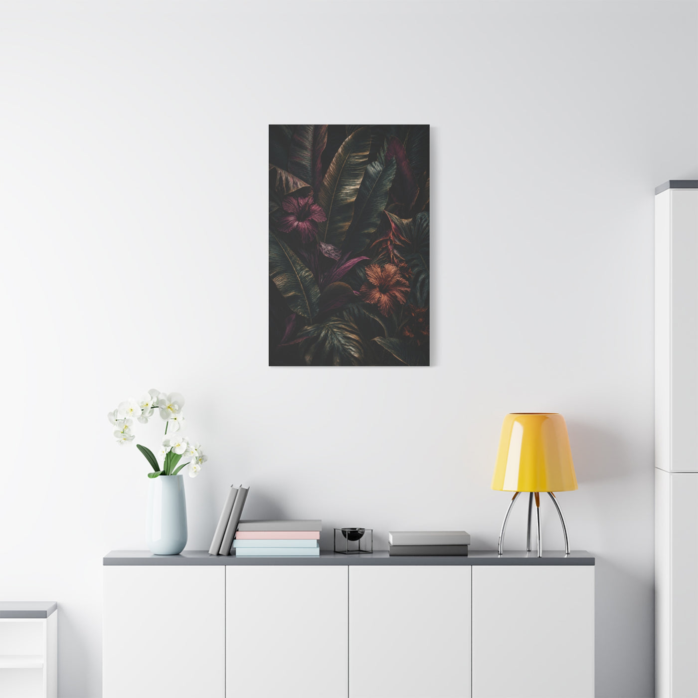 Dark Botanical Hibiscus Jungle Tropical Wall Art & Canvas Print