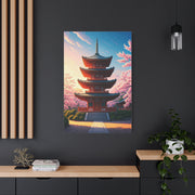 Traditional Pagoda Surrounded by Sakura Blossoms Wall Art & Canvas Prints