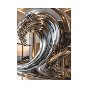 Luxury Chrome Wave Sculpture Interior Wall Art & Canvas Print