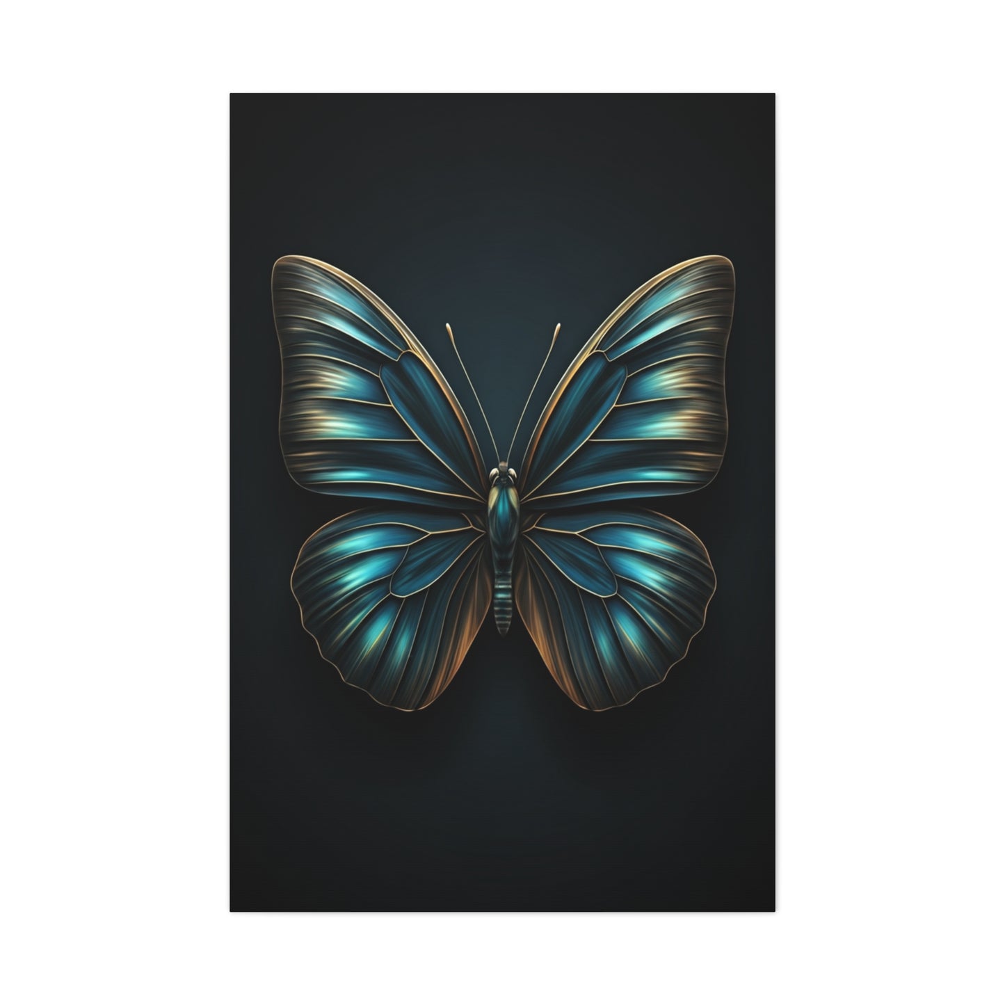 Midnight Blue Butterfly Symmetry Portrait Wall Art & Canvas Prints