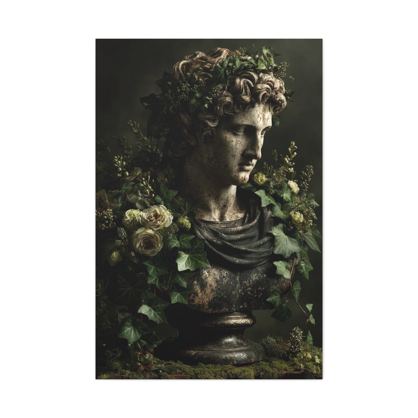 Classical Bust with Botanical Elegance Wall Art & Canvas Print