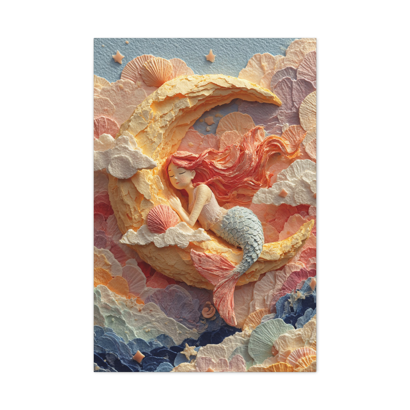 Dreamy Crescent Moon Mermaid Wall Art & Canvas Print