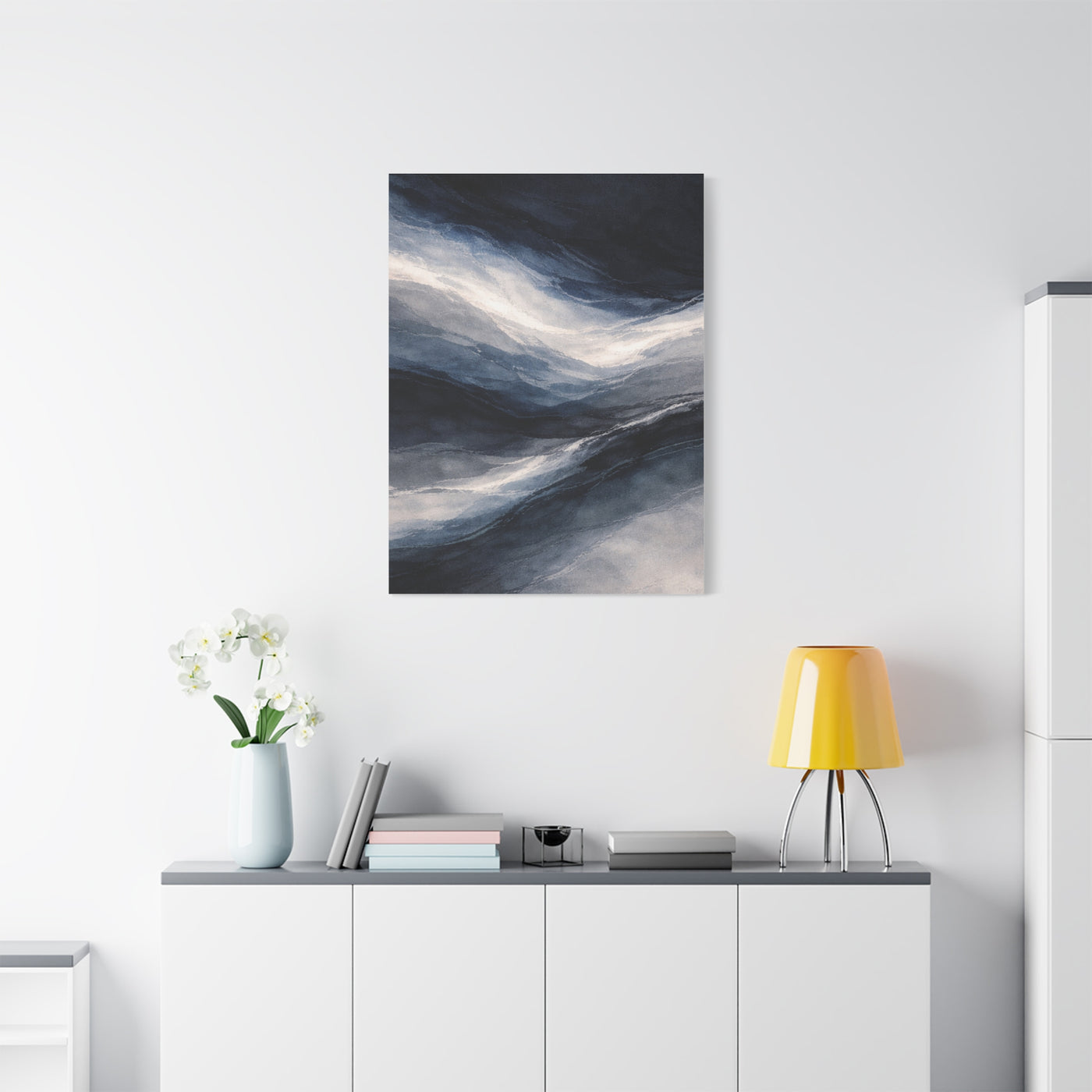 Navy Mist Horizon Abstraction Wall Art & Canvas Print