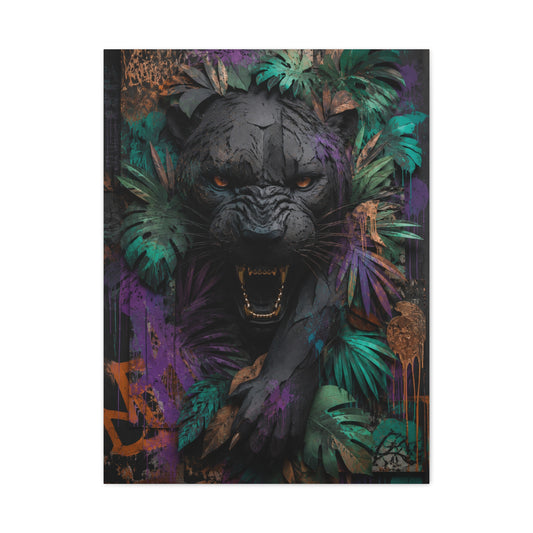Wild Panther Graffiti Fusion Street Wall Art & Canvas Print