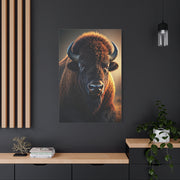 Golden Prairie Rim-Lit Bison Portrait Wall Art & Canvas Print