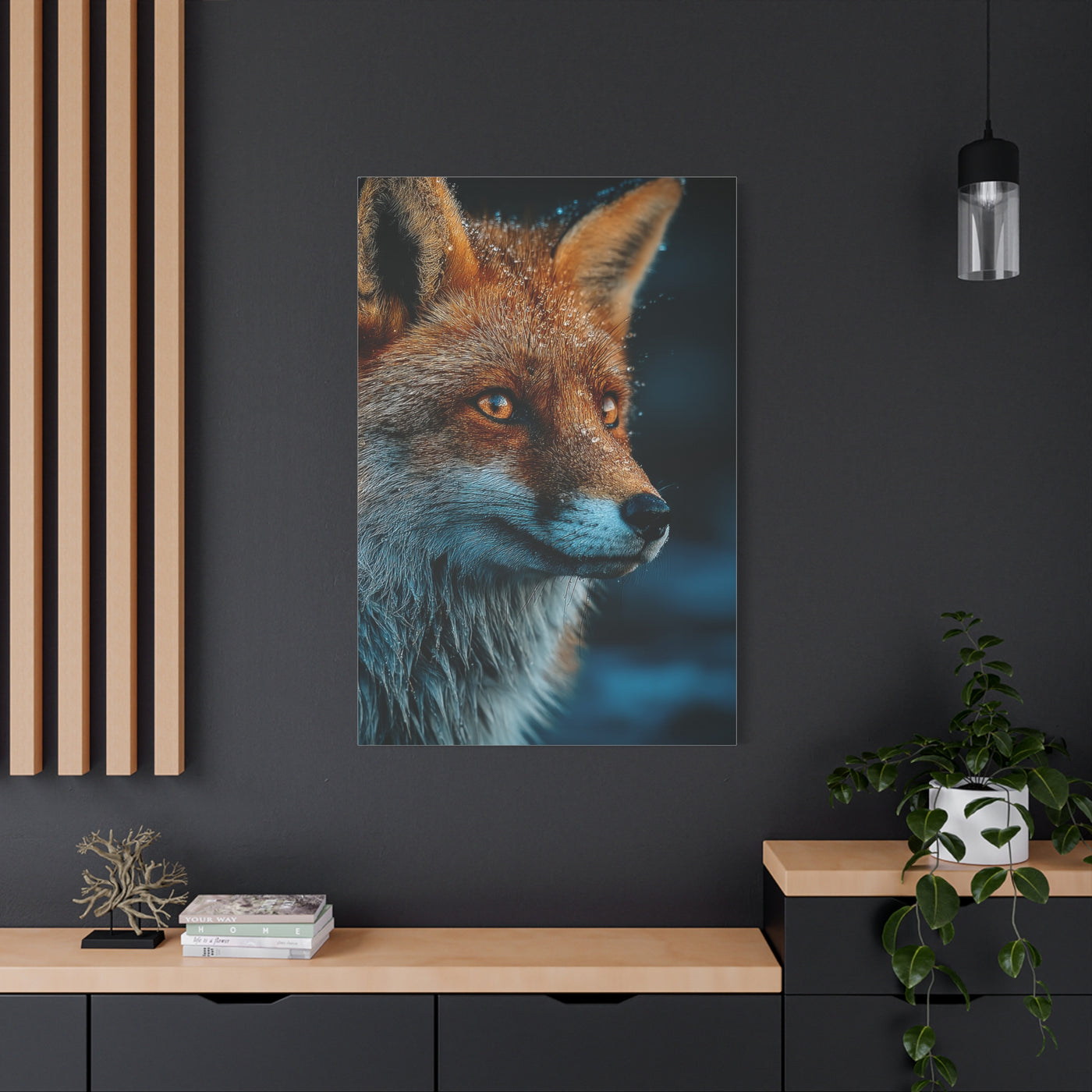 Rain-Soaked Fox Twilight Portrait Wall Art & Canvas Print