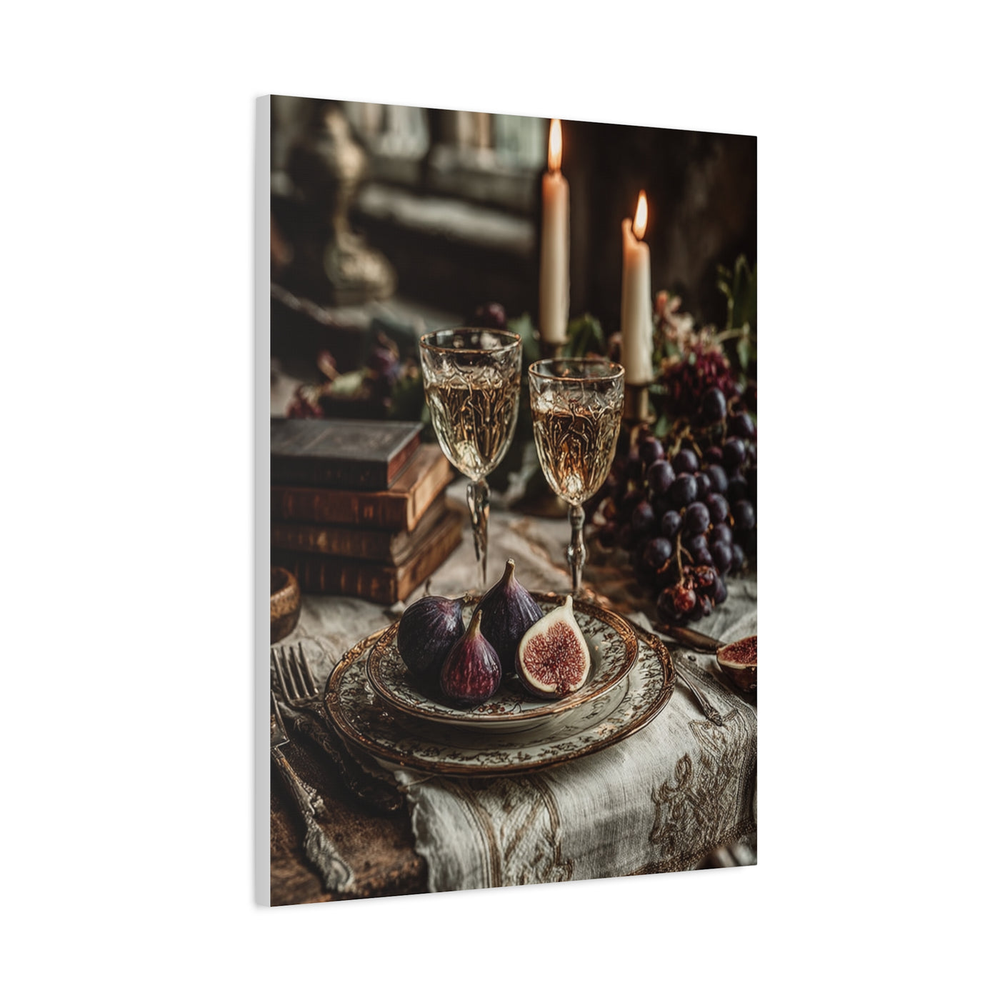 After-Dinner Wine and Fig Table Wall Art & Canvas Print