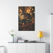 Retro Record Player Lounge Scene Wall Art & Canvas Print
