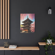 Traditional Japanese Pagoda With Cherry Blossoms Wall Art & Canvas Prints