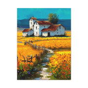 Sunflower Farmhouse Field Landscape Wall Art & Canvas Print