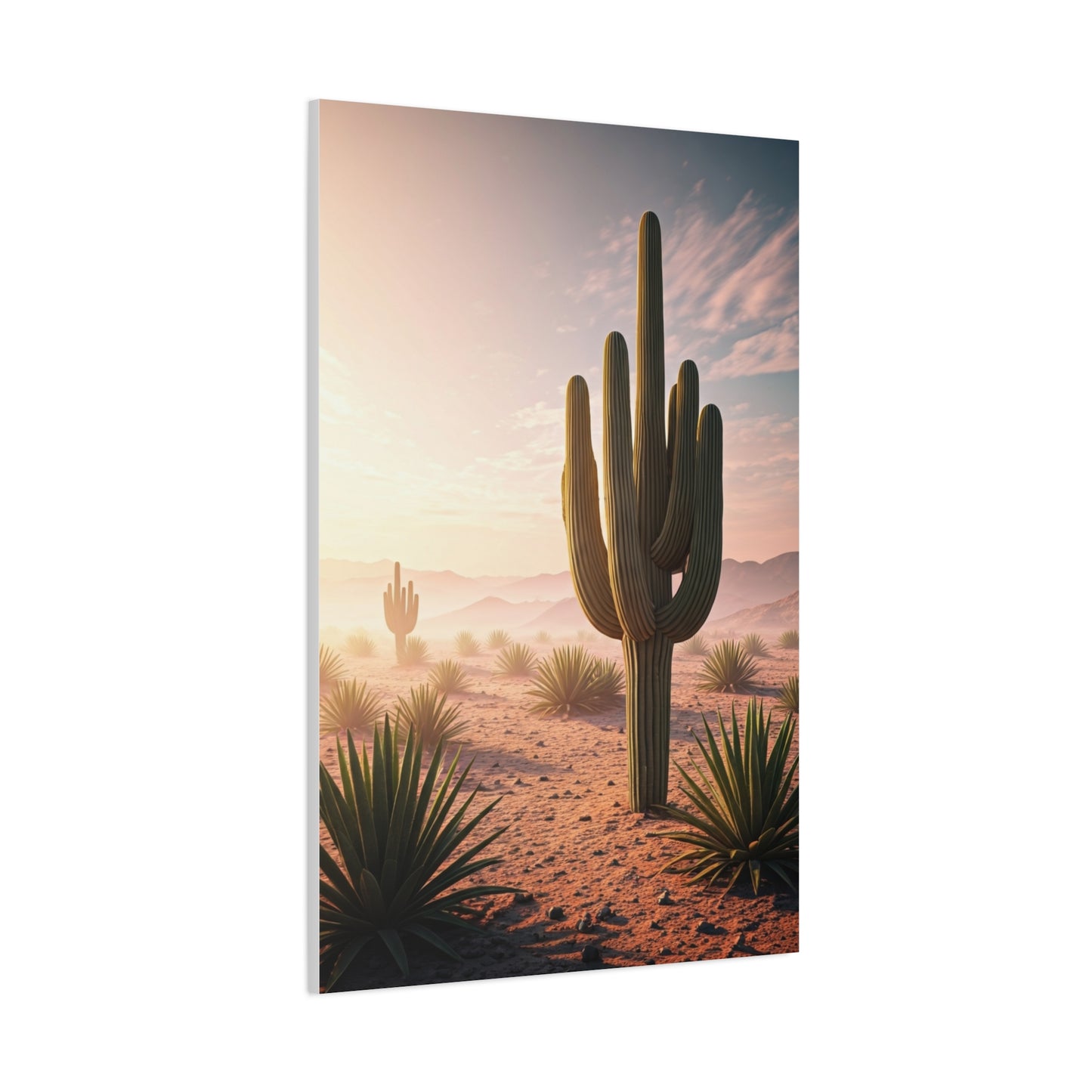 Desert Saguaro at Pastel Sunrise Wall Art & Canvas Prints