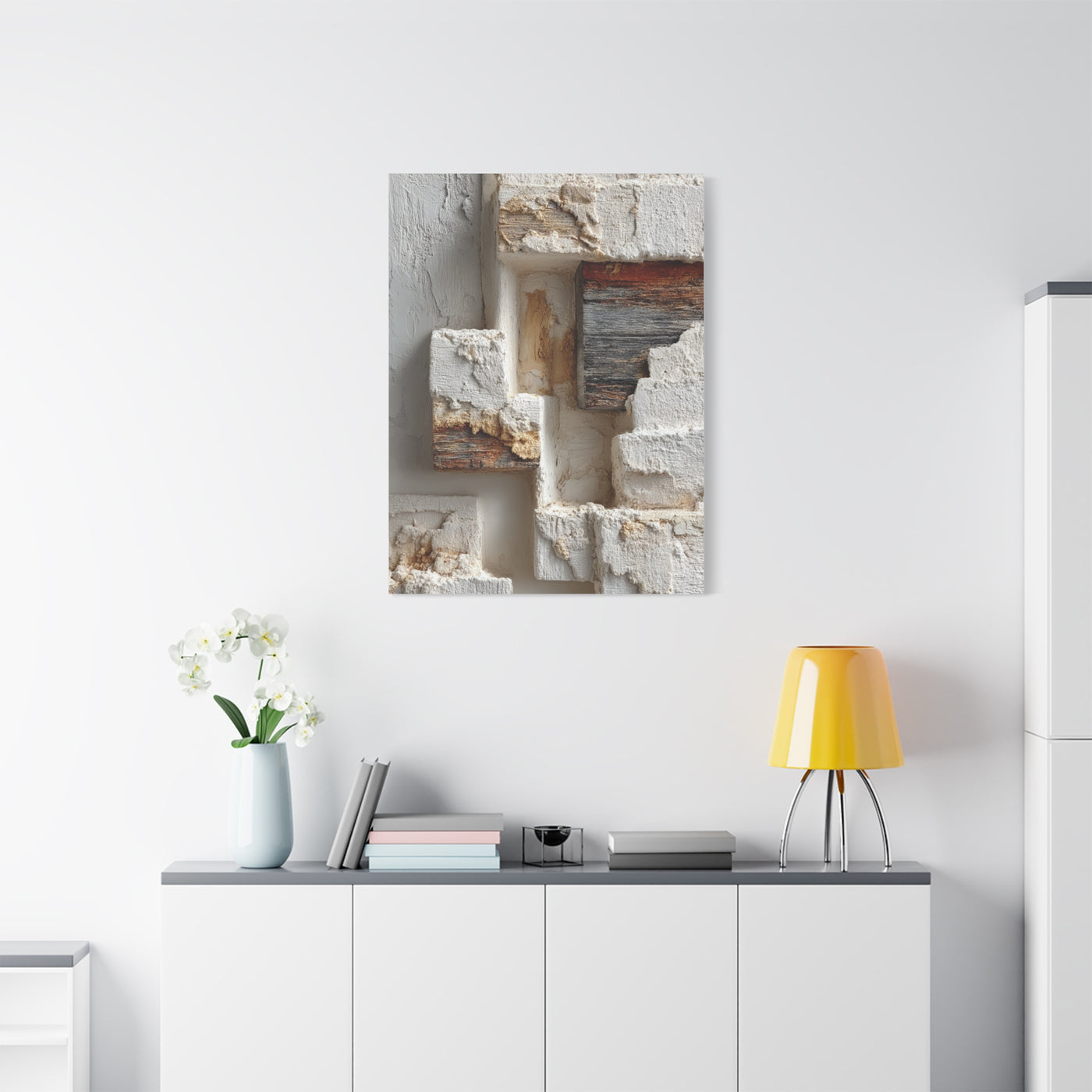 Minimal Plaster Block Assemblage Wall Art & Canvas Print