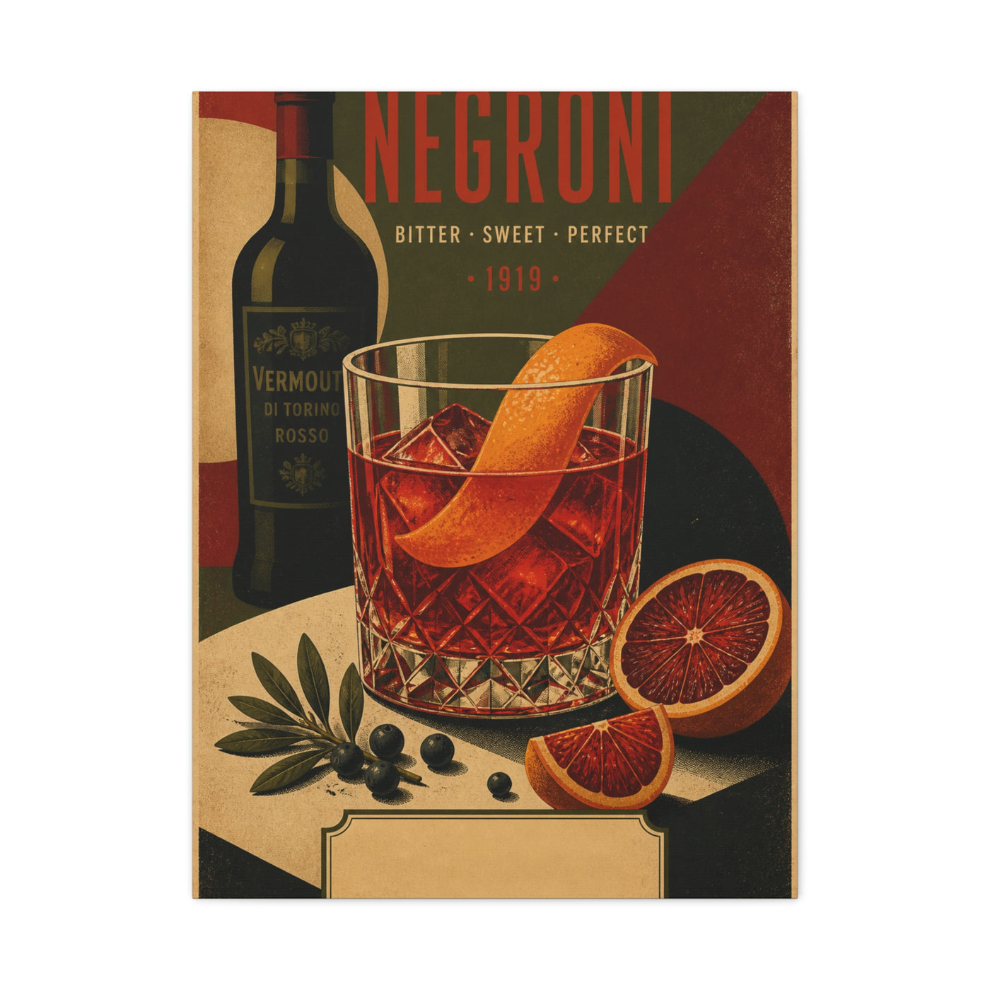 Vintage Negroni Cocktail Poster Wall Art & Canvas Print