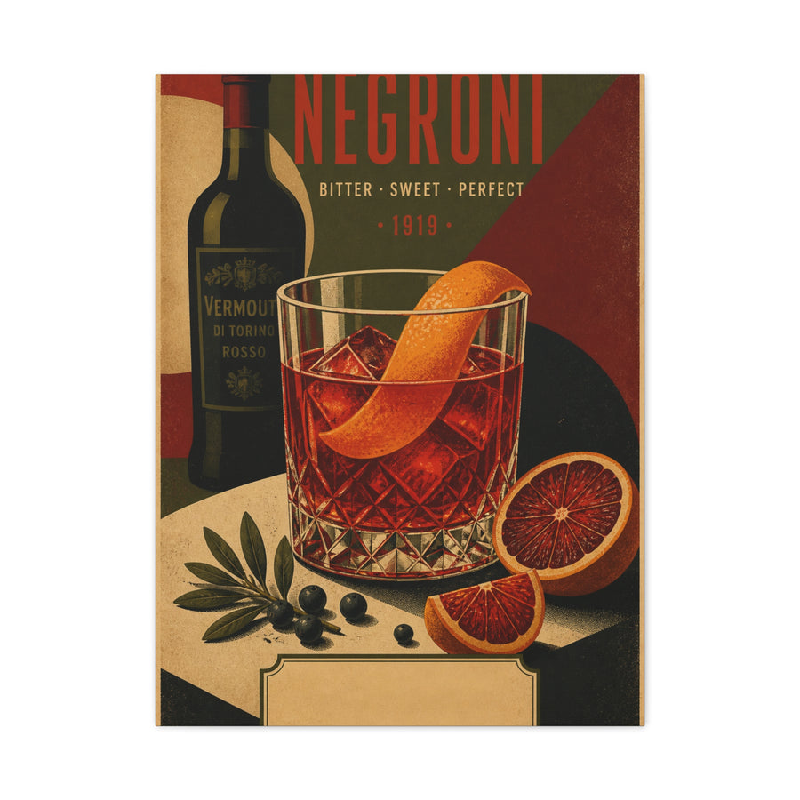 Vintage Negroni Cocktail Poster Wall Art & Canvas Print