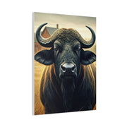 Symmetrical Cape Buffalo Portrait with Massive Curved Horns Wall Art & Canvas Print