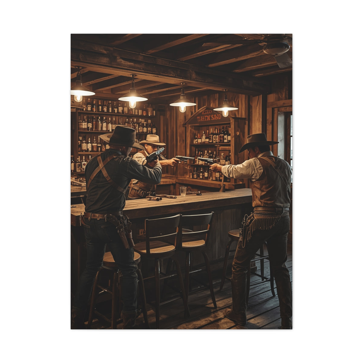 Wild West Saloon Gunfight Wall Art & Canvas Print