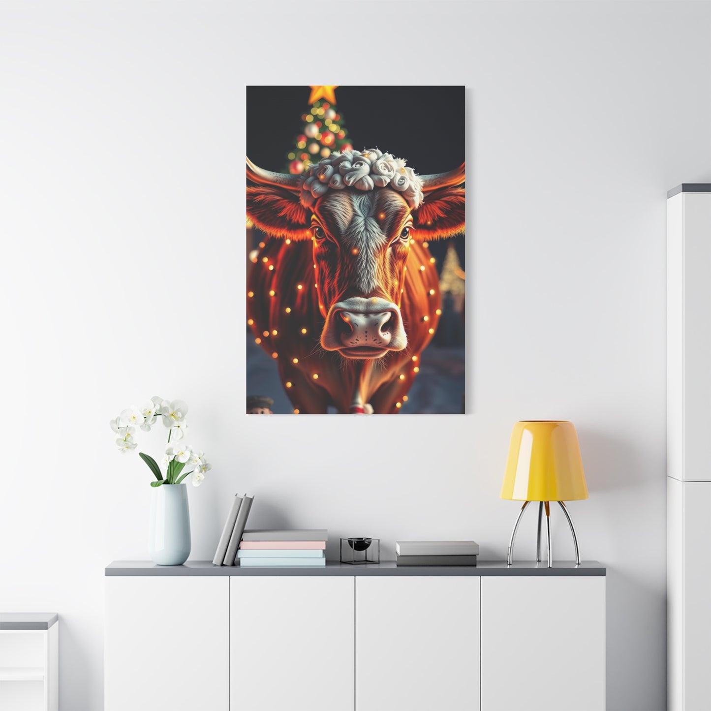 Supreme Christmas Cow Art Beautiful Collection Wall Art & Canvas Print