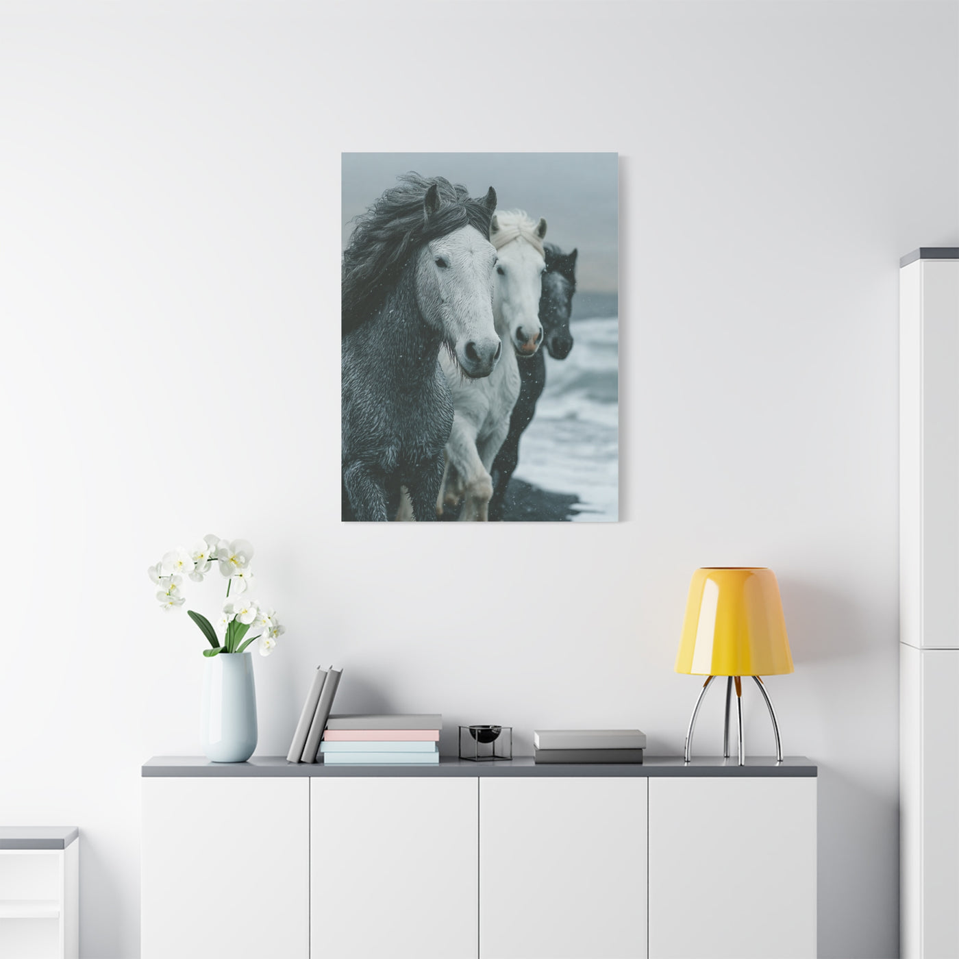 Coastal Wild Horses Storm Run Wall Art & Canvas Print