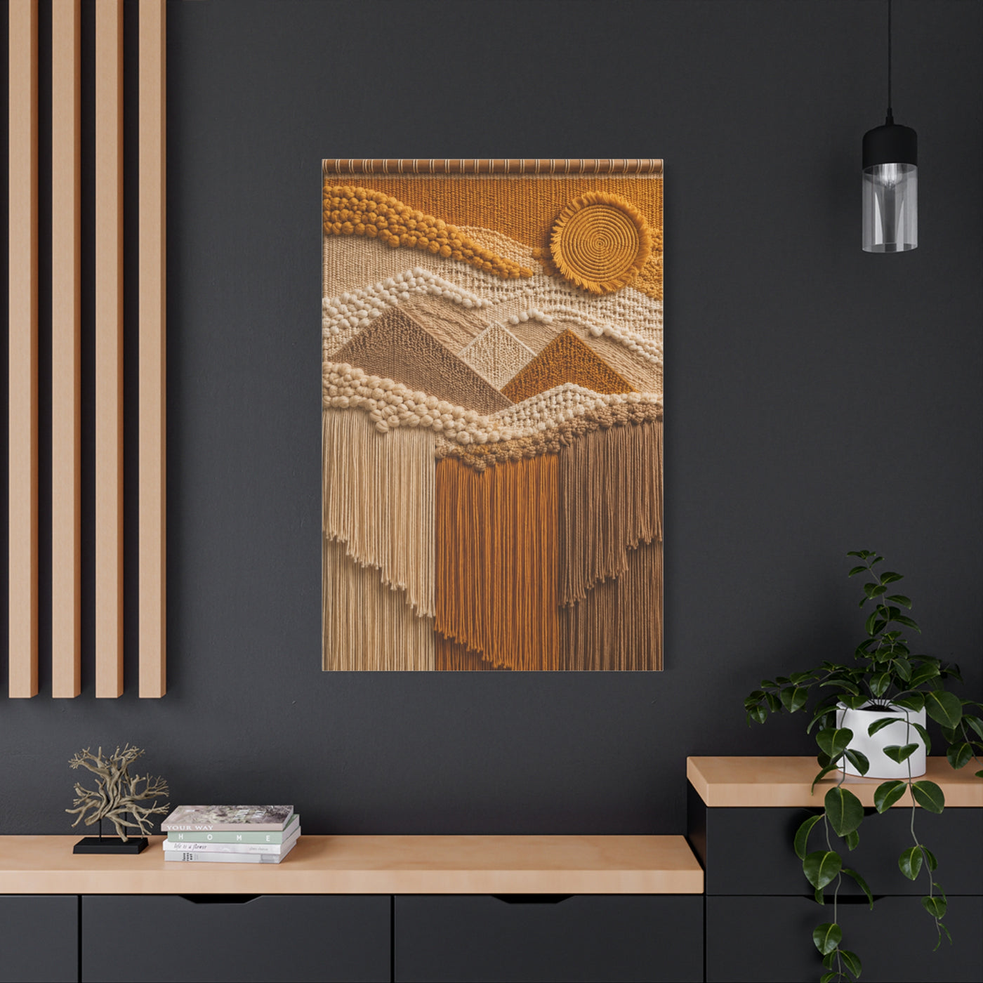 Boho Mountain Fringe Textile Hanging Wall Art & Canvas Print