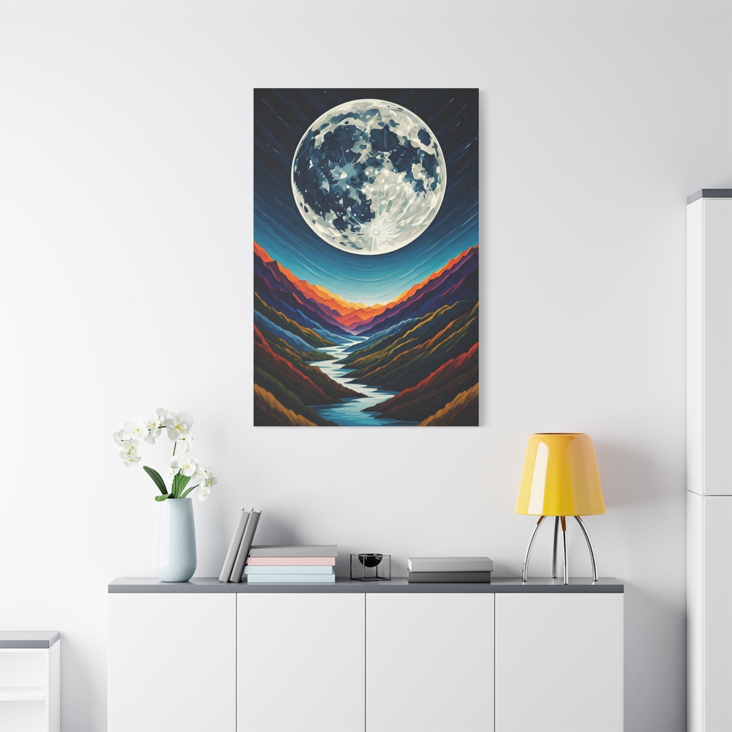 Midnight Moonlit Peaks Wall Art & Canvas Print
