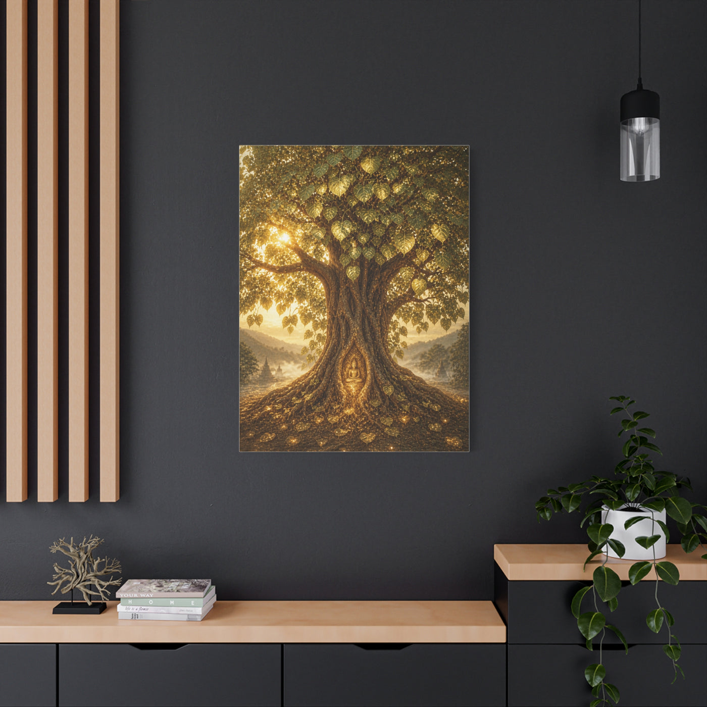 Golden Bodhi Tree Illumination Wall Art & Canvas Print