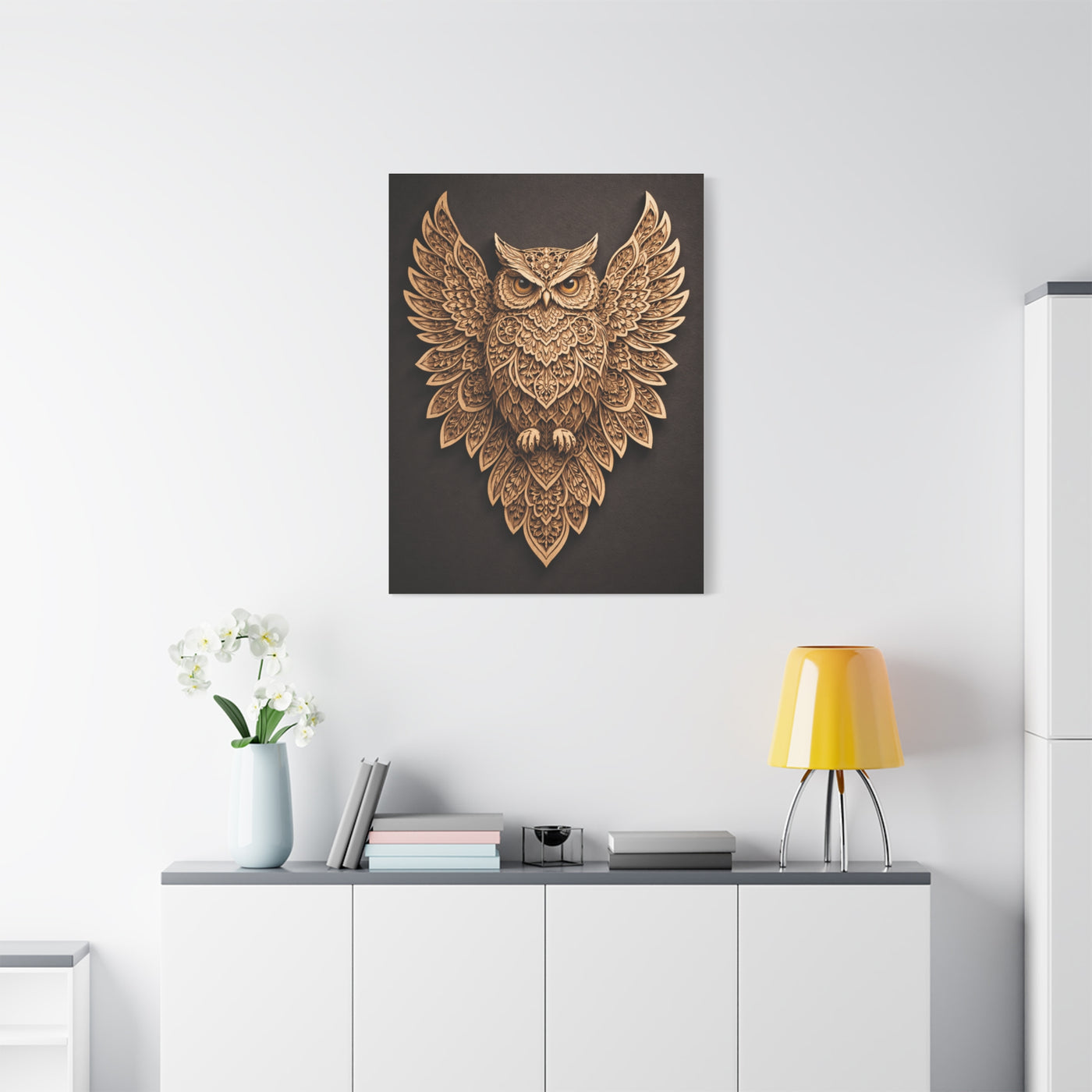 Ornate Symmetrical Owl Mandala Wall Art & Canvas Print
