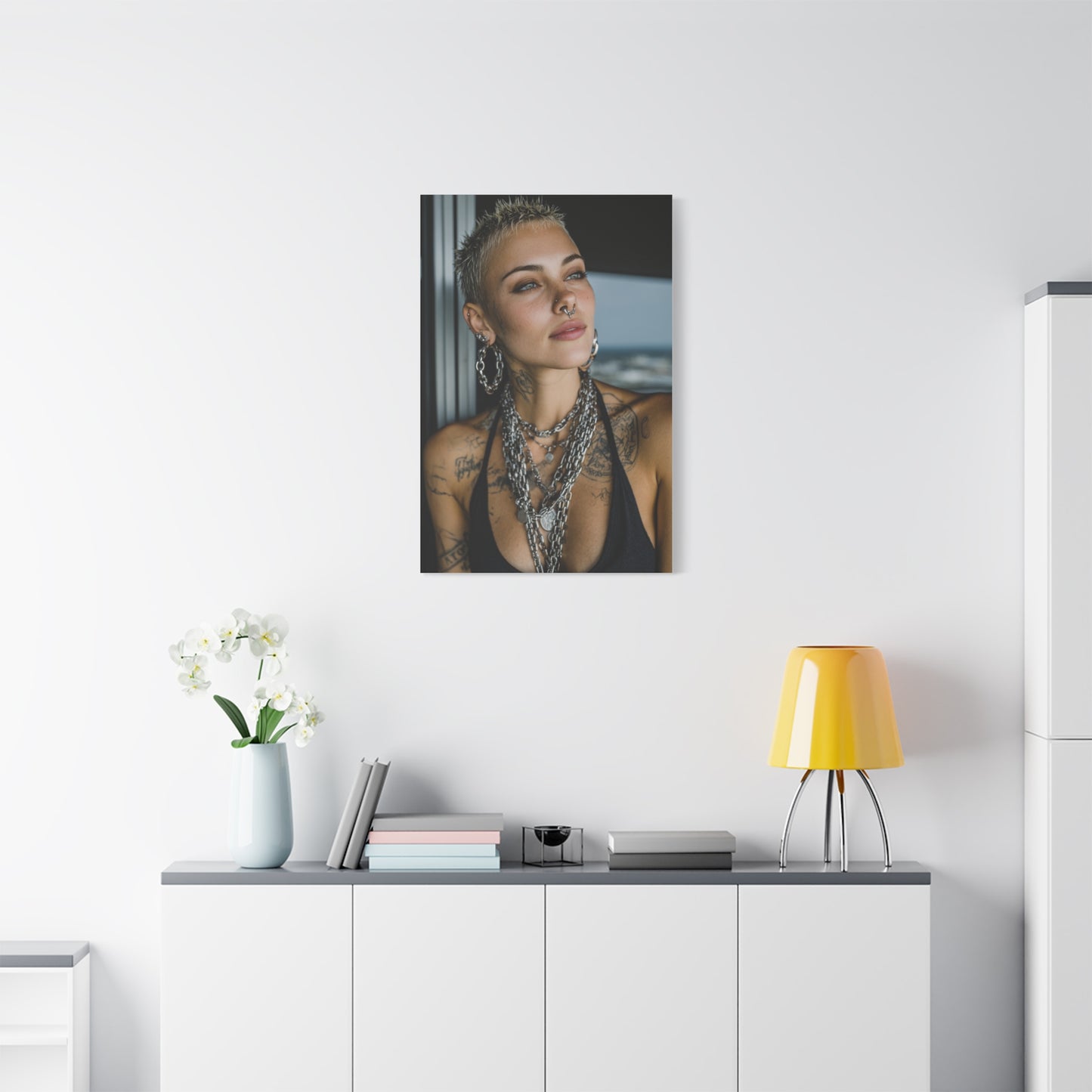 Tattooed Woman Urban Editorial Portrait Wall Art & Canvas Print