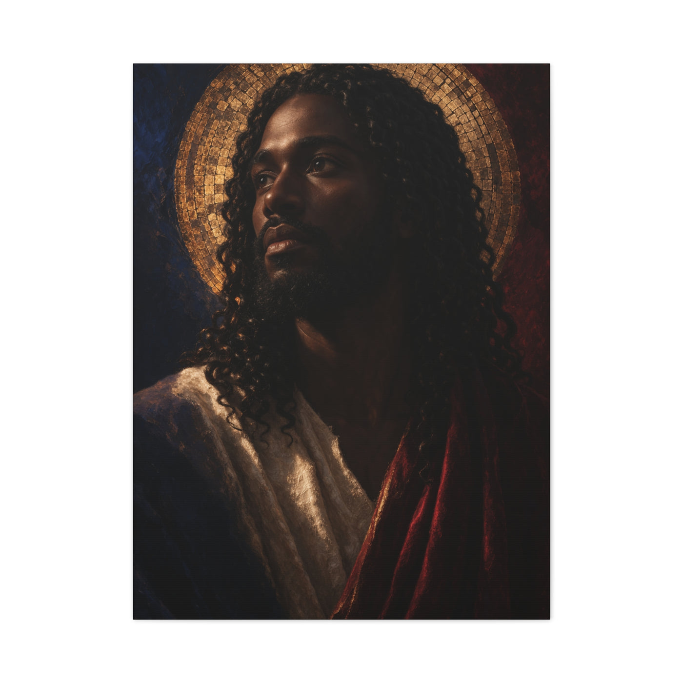 Christ with Golden Halo Contemporary Portrait Wall Art & Canvas Print