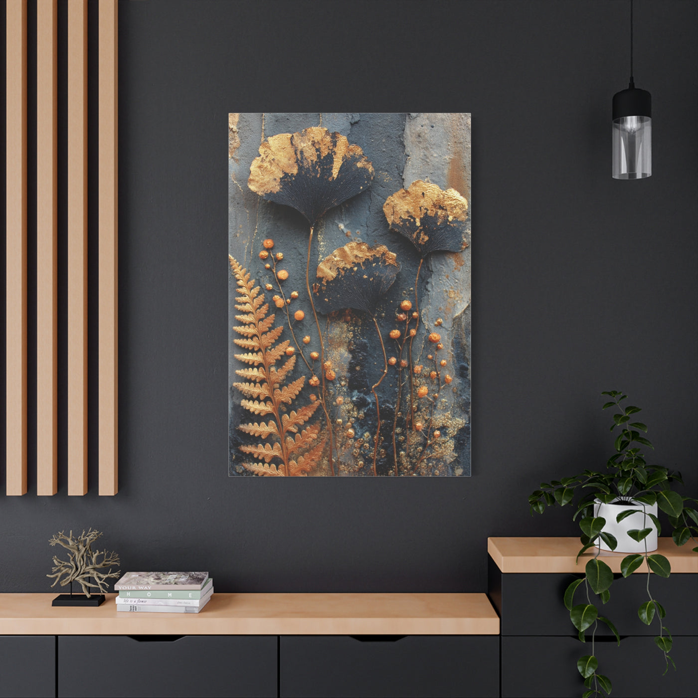 Dark Botanical Gold Leaf Study Wall Art & Canvas Print