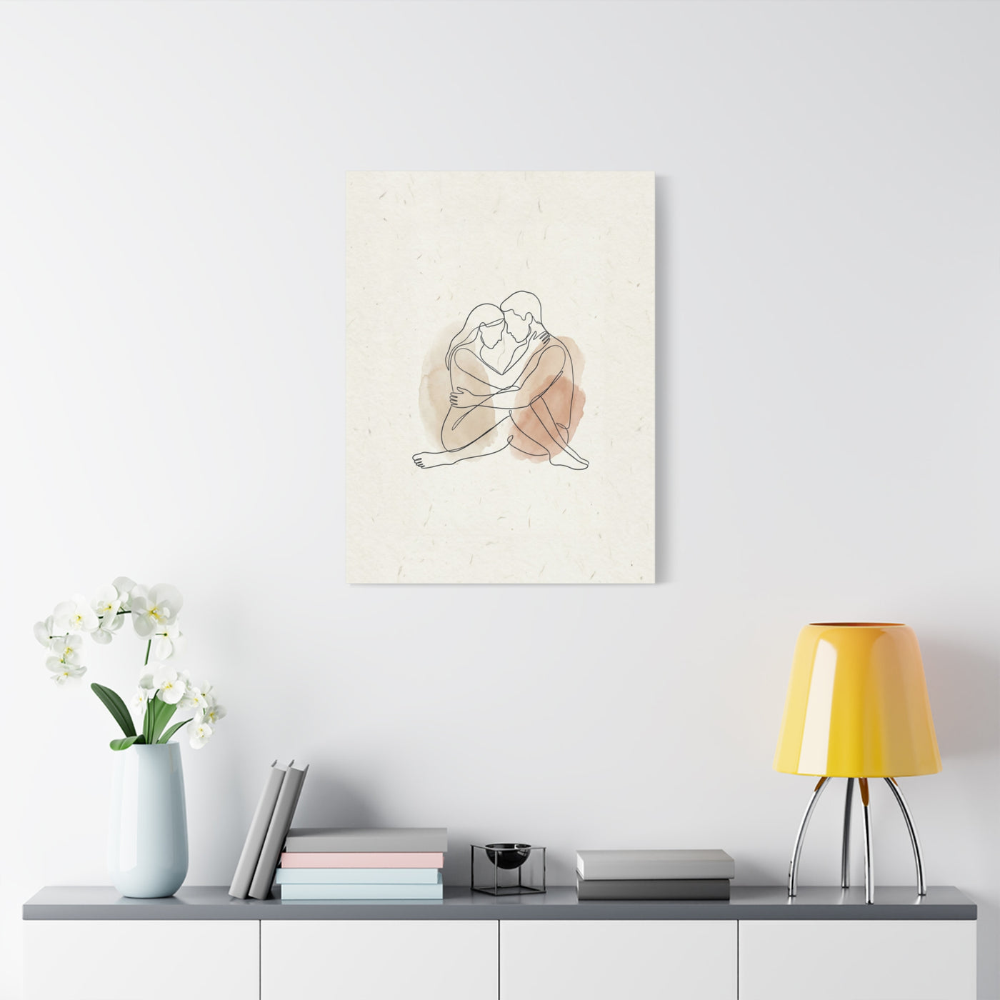 Minimal Line Art Intimate Embrace Wall Art & Canvas Print