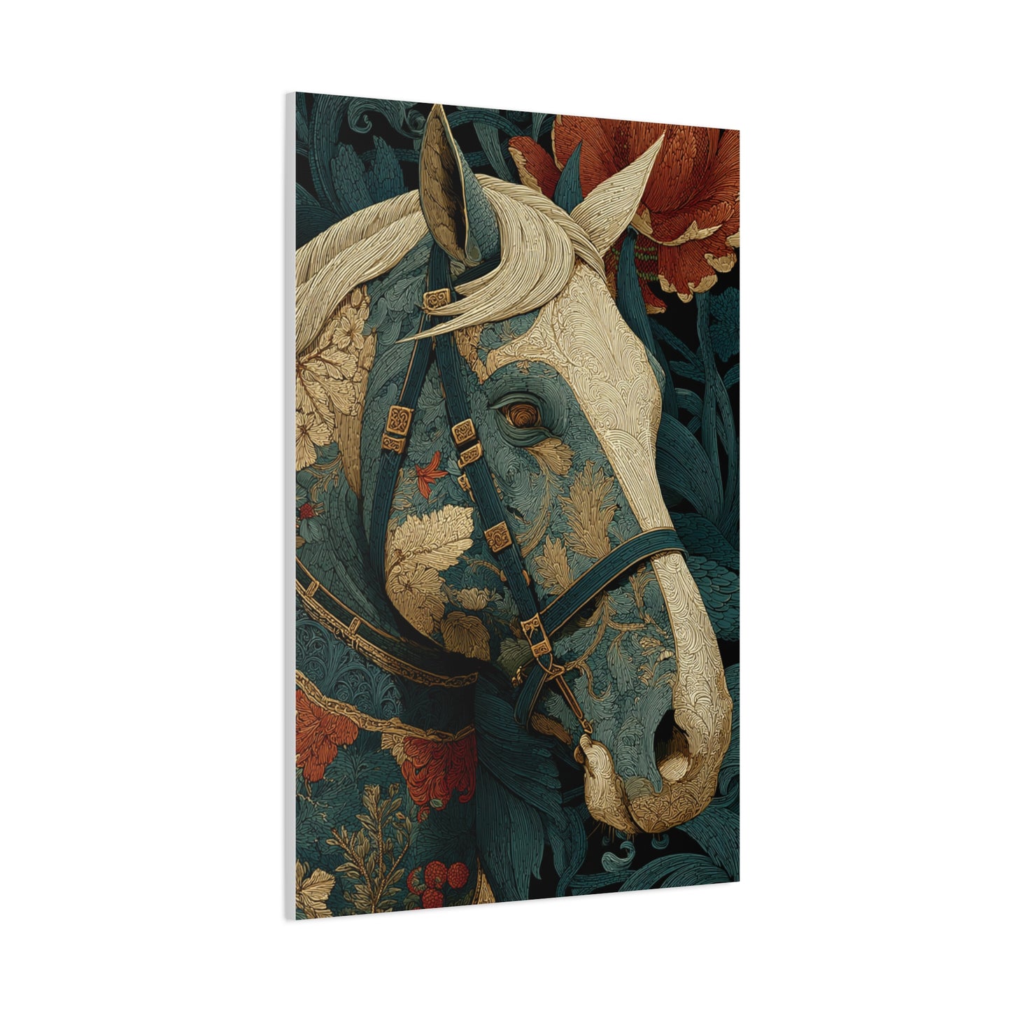 Ornamental Botanical Horse Portrait Wall Art & Canvas Print
