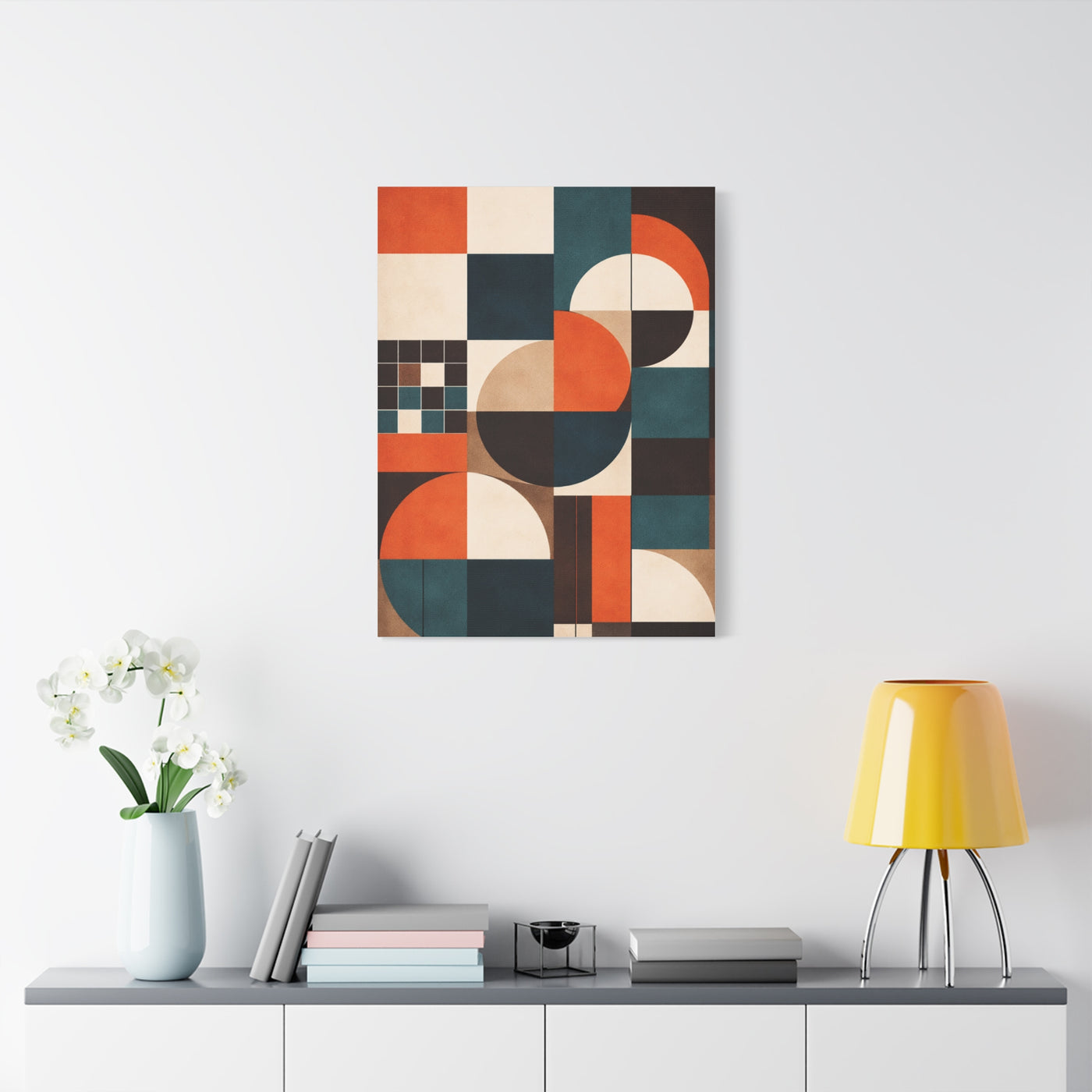 Modern Orange and Teal Geometric Balance Wall Art & Canvas Print