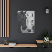 Intimate Dual Horse Monochrome Wall Art & Canvas Print