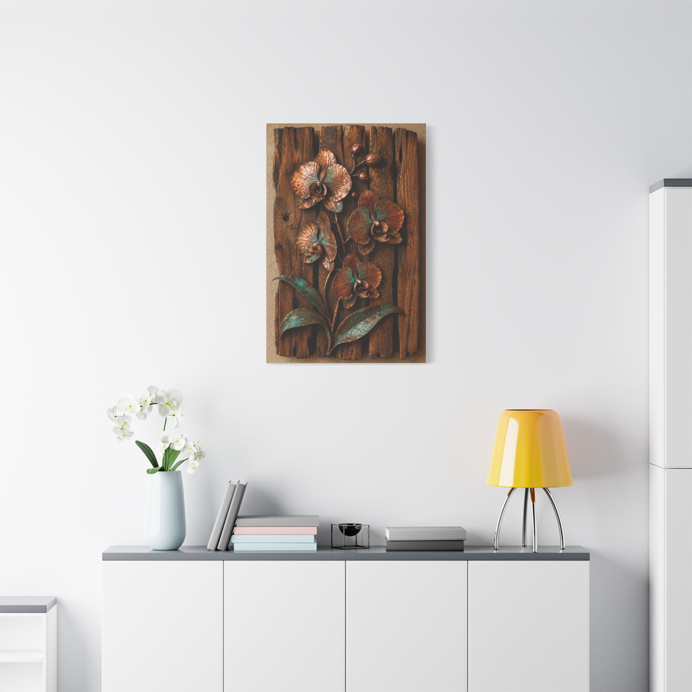 Copper Orchid on Reclaimed Wood Southwest Wall Art & Canvas Print