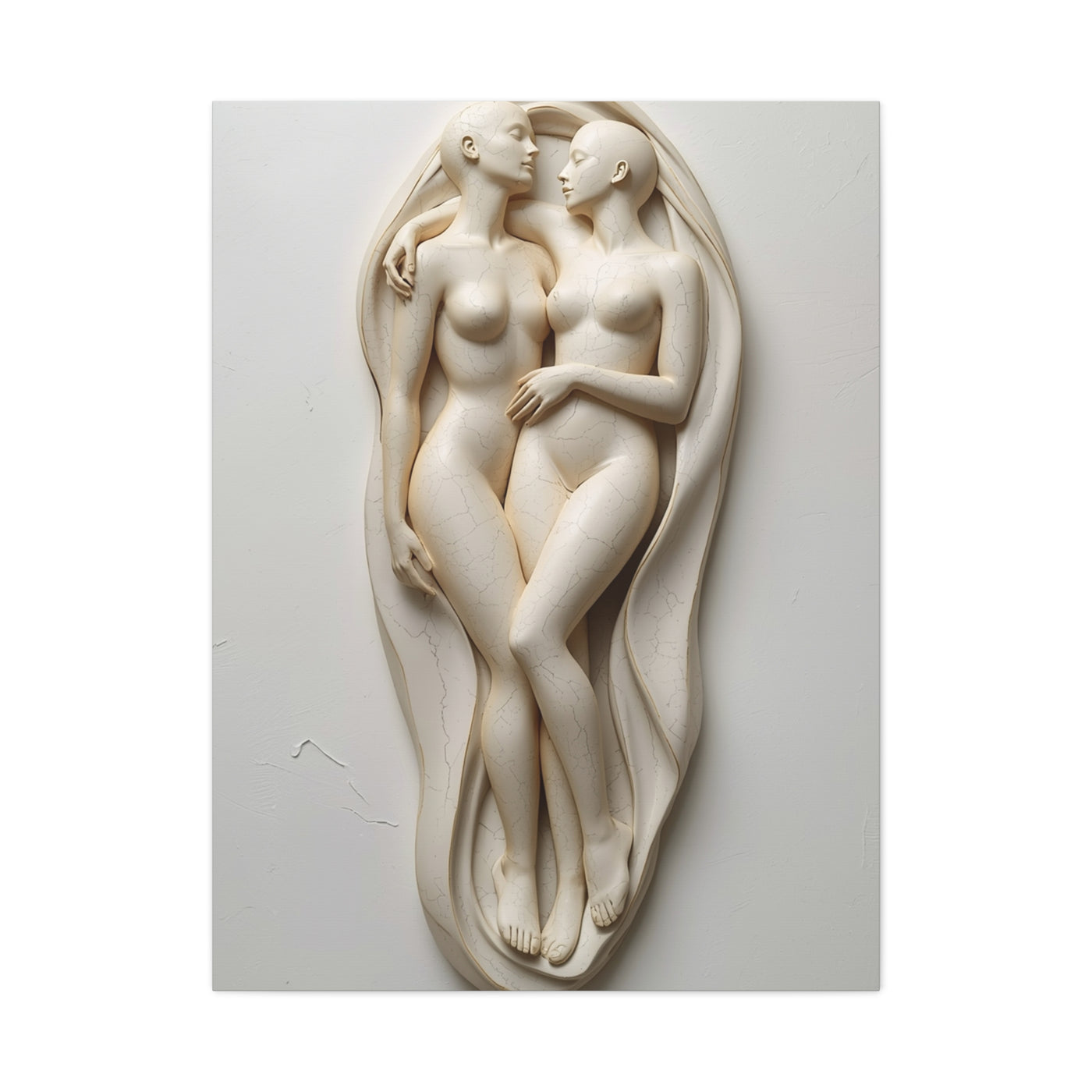 Sculptural Dual Figure Relief Wall Art & Canvas Print