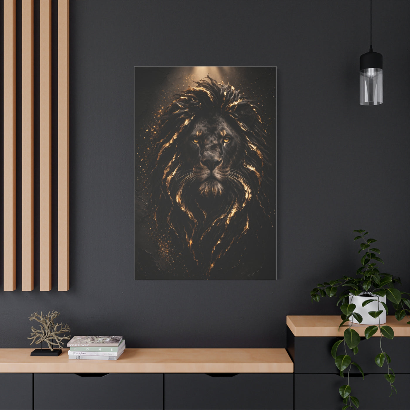 Black & Gold Lion Royal Portrait Wall Art & Canvas Print