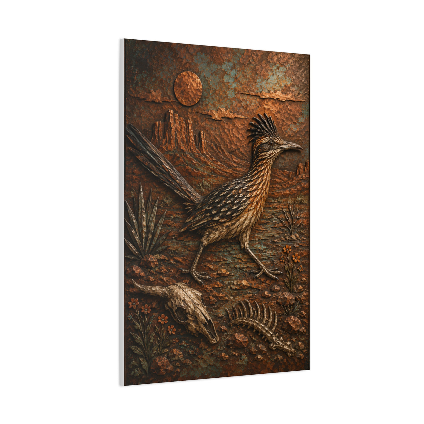 Hammered Copper Roadrunner Southwest Wall Art & Canvas Print