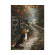 Beagle Autumn Country Lane Wall Art & Canvas Print