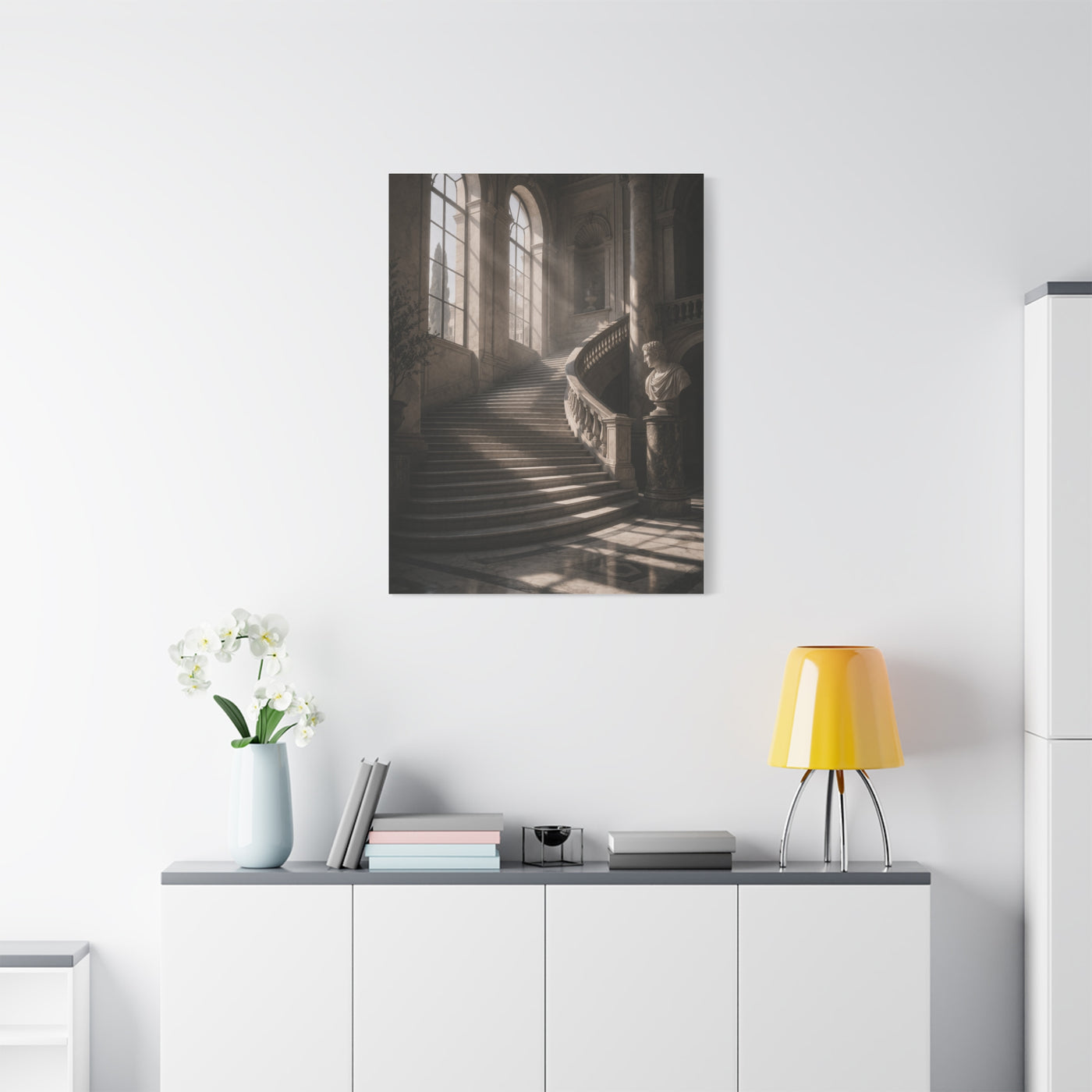 Sunlit Italian Palazzo Staircase Wall Art & Canvas Print