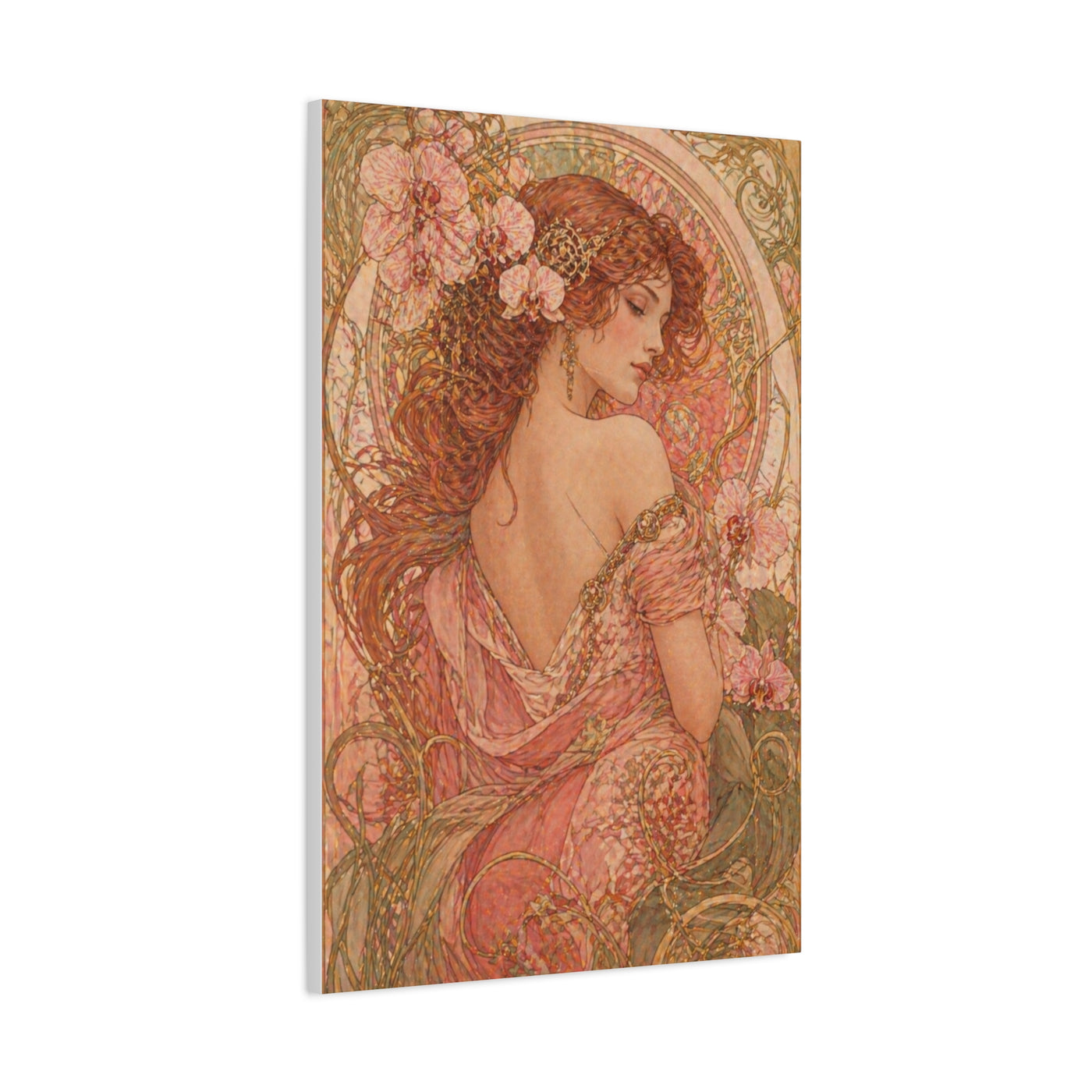 Art Nouveau Pink Muse Portrait Wall Art & Canvas Print