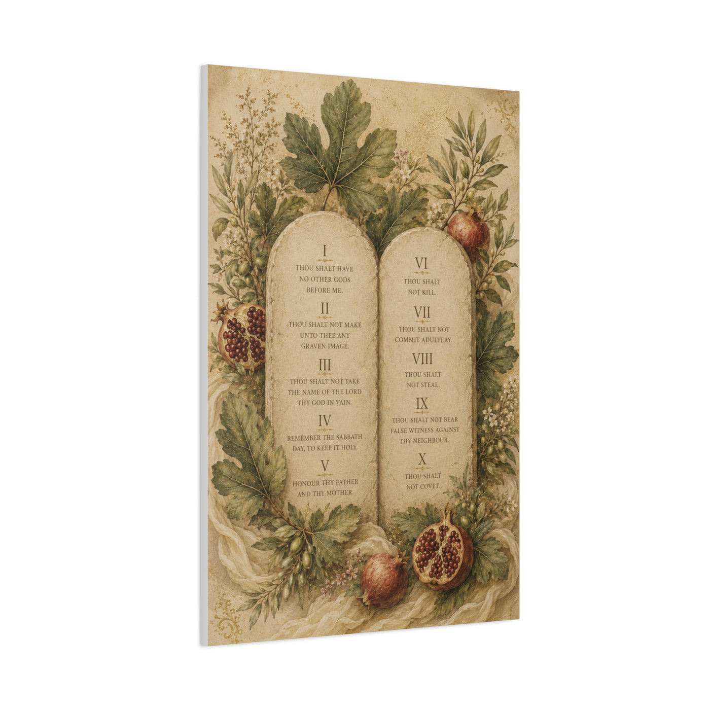 Ten Commandments Botanical Scripture Wall Art & Canvas Print